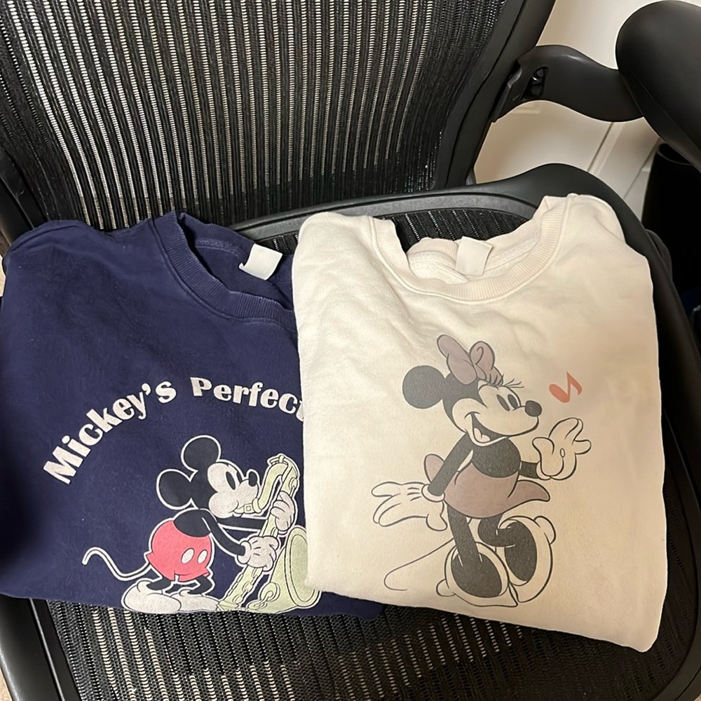 Mickey Mouse and Minnie Mouse 2 sweatshirt size s bundle white and blue …
